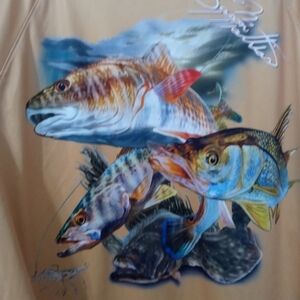 HUK World Wide Sportsman Long Sleeve Graphic Fishing Shirt M